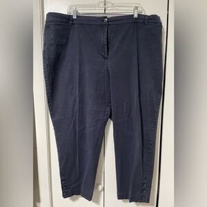 Talbots Dark Blue Perfect Crop Pants with Button Accents - 23.5” Inseam